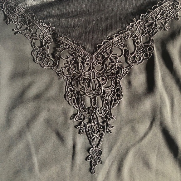 A.Byer Black Shirt with Embroidery Applica at the Neck 2XL - Picture 2 of 5